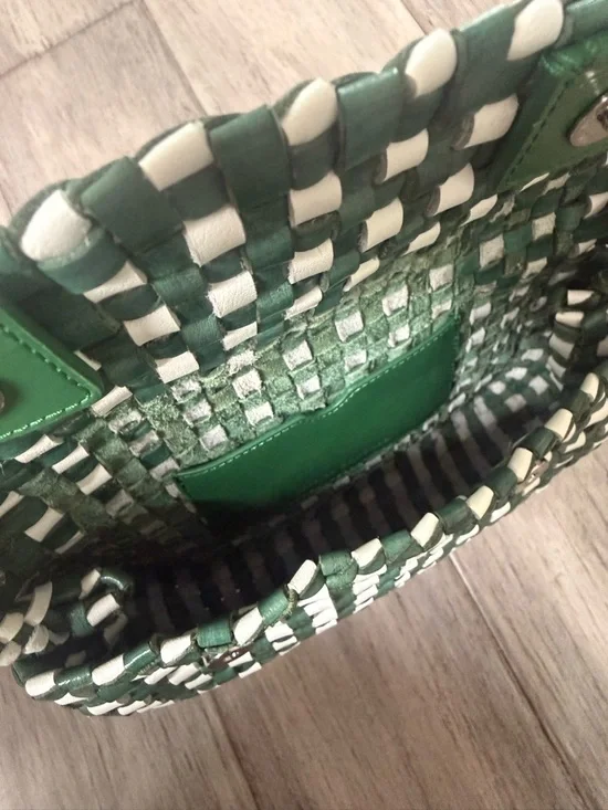 Loeffler Randall Vinnie Green and White Woven Crossbody Bag - Picture 7 of 9